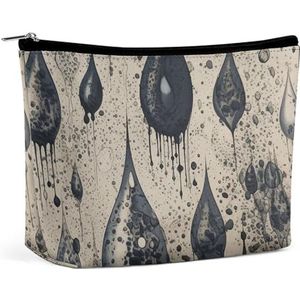 NKJJSTES Grote Capaciteit Kosmetische Zak Waterdichte Kosmetische Organisator Beer in Boom Kosmetische Toebehoren Organizer, Zwart Water Drop Patroon, Eén maat