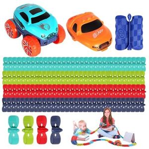 Autobaanspeelgoedset, Anti-zwaartekracht Autobaan, Flexibele Baan Met Led-lichtauto's, Puzzelracer Kinderautobaanset Cadeau Voor Kerstkinderen