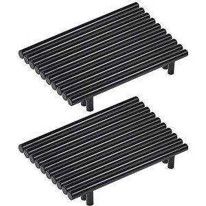 MARGUERASW 20 stuks meubelgrepen voor keuken, zwart, roestvrij staal, meubelgreep, zwart, T-stuk, bar, stok, keuken, Ø 12 mm (gat midden: 160 mm)