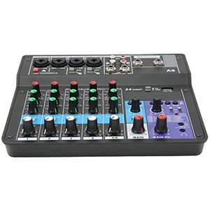 USB-geluidsconsole, Mini-mengpaneel Audiomix Spraakopname BT-geluidskaart, 6-kanaals Mixer voor Thuismuziekproductie Live-uitzending Zingen 100-240V