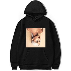 nuannuan Ariana Grande Sweatshirt voor meisjes, met 3D-print, sweatshirt, schattige top, pullover, hoodie, schattige zangeres, meisjes, lange dames, casual, ruimvallend, XXS-4XL, zwart, S