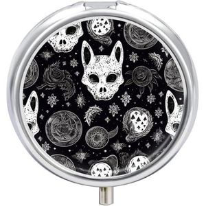 Reizen Pillendoos Pil Case Schedel Kat Maan Gothic Draagbare Pil Container Kleine Pillendoos Pil Organizer Pocket Geneeskunde Doos Dagelijkse Pil Dozen Mini Pil Organizer