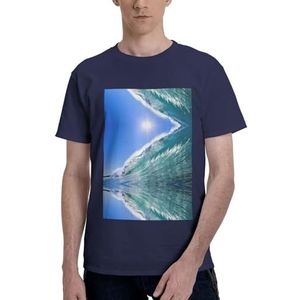 CKGODGF Big Ocean Wave T-shirt met HD-print voor heren, casual en comfortabel, korte mouwen, geschikt voor fitness en dagelijks gebruik, Donkerblauw, S