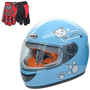 Kinderhelm, Motorfietshelm voor kinderen, Motorfiets Half Helms, Motorfiets Moped Jongens Meisjes Kinderen Kinderen, 4 Kleuren Stijl voor Keuze (Blauw)
