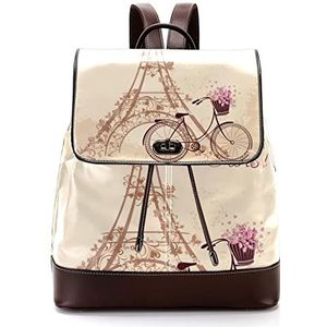 Paris Eiffeltoren fiets gepersonaliseerde casual dagrugzak tas voor tiener, Meerkleurig, 27x12.3x32cm, Rugzak Rugzakken