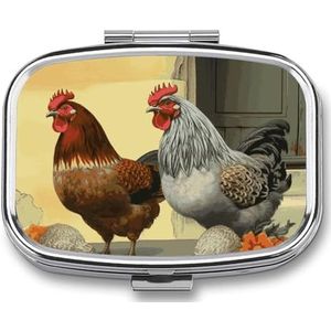 Italiaanse kippen pillendoos pillendoosje schattige pillenorganisator pilhouder medicijnpillenorganisator pillencontainer dagelijkse pillenorganizer kleine pillendoos pillendoosje voor portemonnee zak