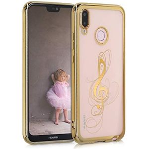 kwmobile telefoonhoesje compatibel met Huawei P20 Lite - Hoesje voor smartphone in goud/goud/transparant - Muzieksleutel