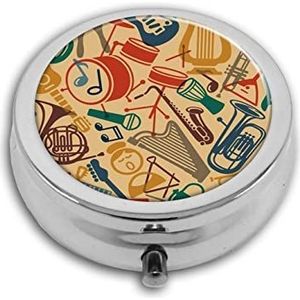 Muzikale Naadloze Pil Box-3 Compartiment Geneeskunde Pil Case, Draagbare Geneeskunde Tablet Vitamine Houder Organizer voor Portemonnee Pocket