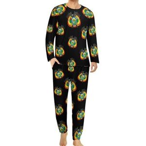 Coat Arms of Bolivia Comfortabele heren pyjama set ronde hals lange mouwen loungewear met zakken 6XL