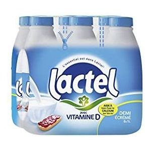 Lait Lactel Vitamine D demi-écrémé 1L (lot de