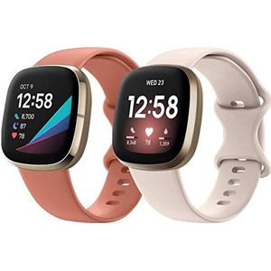 Shieranlee compatibel met Fitbit Sense/Fitbit Versa 3-bandje, (2 stuks); zachte TPU sportsiliconen band compatibel met Fitbit Sense/Fitbit Versa 3, geschikt voor dames en heren - niet voor Versa/Versa 2/Versa Lite.