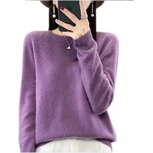 Kasjmiertruien for dames Dames effen trui Slim fit casual lange mouwen warme zachte pullover(Brown,M)