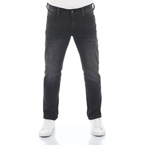 MUSTANG Heren Jeans Real X Oregon Tapered K stretchbroek jeansbroek sweatbroek denim 87% katoen blauw zwart grijs, Black Denim (881), 32W x 32L