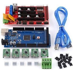 RAMPS 1.4 Kit met LCD- 3D-printercontroller + MEGA2560 R3 + A4988 Met koellichaam USB Calbe Jumper Kit
