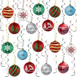 MGahyi 30 stuks hangende kerstversieringen, kerstbomen, sneeuwvlokken, elandbord, hangende wervelingen, plafonddecoraties voor binnen, buiten, Kerstmis, vakantie, feestbenodigdheden