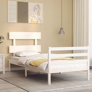 AUUIJKJF Bedden & accessoires bedframe met hoofdeinde wit 100x200 cm massief houten meubels