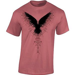 Viking T-shirt voor heren, schaduwrabe T-shirt, Viking shirt voor mannen, Viking-kleding, Ancient Red, XL