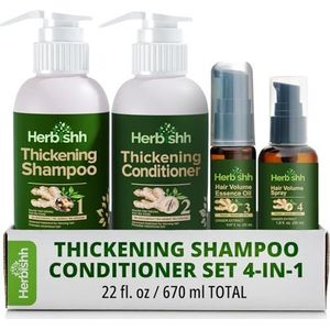 Herbishh Verdikkende Shampoo en Conditioner | Haar Groei Vitalizer | Haar Groei Essentie Olie | Voorkomt Vroegtijdig Haarverlies – Ondersteunt Gezonde Haargroei (4-in-1)