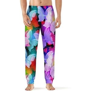 Kleurrijke Psychedelische Vlinder Mannen Pyjama Broek Zachte Lange Pjs Bottoms Elastische Nachtkleding Broek 5XL