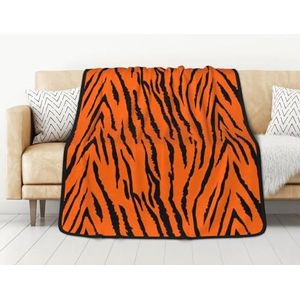 GRatka Deken, 127 x 152 cm dubbelzijdige deken reizen dekens zachte deken voor slaapbank, oranje tijger luipaard