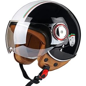 Volwassenen Motor Open Helm, Cool Girl Style Retro Halve Helm DOT Goedgekeurde 3/4 Zonnebrandcrème Motorhelmen voor Scooter Mannen en Vrouwen Cruiser Bromfiets Half Shell Helm Decoration