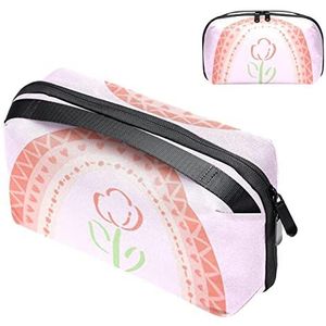 Make-uptas voor op reis Cosmetische toilettas voor dames heren,regenboogbloem in eenvoudige stijl,Handtas Waterdichte cosmetische tas