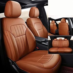 Stoelhoezen Beschermhoezen Custom Voor Toyota Voor Highlander Voor Kluger 2022 2021 2020 7-zits Auto Stoelhoezen Microfiber Leer(Bruin)