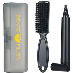 Baard Potlood Borstel Kit Waterdicht 4-Tip Vulpen Vuller Haar Styling Wenkbrauw Make-up Tool, Zwart