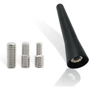 Vecys Universal 6.5 cm Auto Antenne Staaf Dak Antenne FM/AM Vervanging met 3 Adapters (M4, M5, M6) Korte Staaf voor FM AM Afstemmen Radio Auto Adapter Zwart