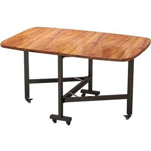 Klaptafel/eettafel, rechthoekige tafel for huishoudelijk gebruik, verplaatsbaar op wielen, tafel for 4-6 personen (Color : D, Size : 120x80cm)