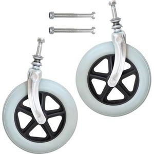 met rubberen rolstoelwielen, Set van 2 veelkleurige voorwielen met vork for rolstoelkinderwagens van 6-8 inch(Grey,8""(200mm))