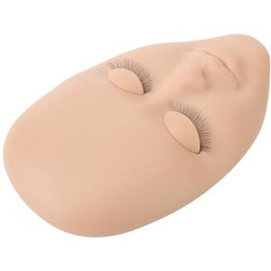 Wimper Mannequin Hoofd, Rubber Vervangen Oogleden Zacht Professioneel 3D Effecten Wimper Extension Mannequin Hoofd voor Dubbele Wimper Extensions Oefening (lichtbruin)