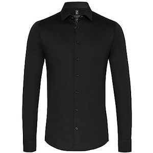 DESOTO Heren jerseyhemd - strijkvrij, solid black, M