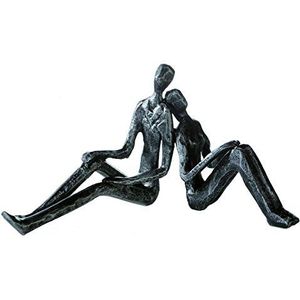 Het ceramische beeldje van de Paarknuffel met Gouden Liefde Hart Mannen