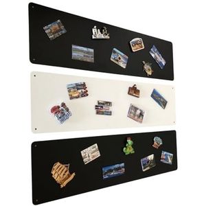 STALFORM 3 x Magneetbord Zwart+Wit+Zwart 80x22 cm Roestvrij Staal Prikbord Magnetisch Groot Keuken, Kantoor, Kinderkamer