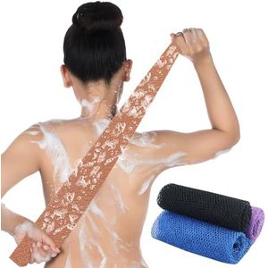 4 stuks 80 x 30 cm Afrikaanse netspons, Afrikaans net exfoliërende spons, Afrikaans peelingnet, rugrubber, douchelichaamsschrobber voor mannen en vrouwen