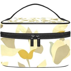 Bloemen achtergrond make-up organizer tas, reismake-up tas organizer case draagbare cosmetische tas voor vrouwen en meisjes toiletartikelen, Meerkleurig, 22.5x15x13.8cm/8.9x5.9x5.4in