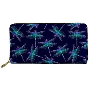 SENATIVE Vrouwen Lange Slanke Purse Mode Muti-Card Clutch Bag Pecfect Gift voor Lover, Blauwe libel (blauw) - 20201208Z21-4