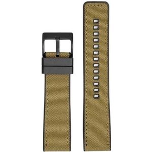 Geweven canvas rubberen band 20mm22mm 24mm snelsluiting waterdicht heren nylon sport vervangen armband horlogeband geschikt for Omega for Seiko (Color : Khaki black, Size : 24mm)