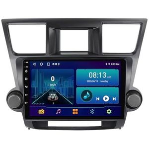 Dubbele DIN Android 14 autoradio voor Toyota Highlander 2 2007-2013 10 Duim QLED Touch screen-met Draadloze Carplay Android Auto GPS navigatie 4G WiFi Stuurwielbediening achteruitrijcamera(P5 4G+WIFI
