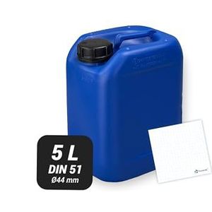 Trevendo Waterjerrycan, 5 liter (DIN 51, blauw), veelzijdig inzetbaar en robuust, geschikt voor levensmiddelen, BPA-vrij, ideaal voor kamperen, festivals, reizen en meer, incl. etiket