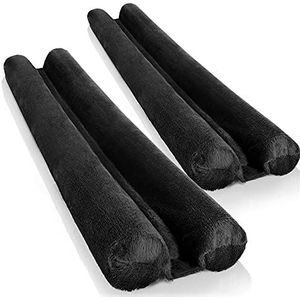 COM-FOUR® 2x tochtstopper voor de deur - microvezel deur onderafdichting - tochtstopper met dubbele afdichting - bescherming tegen tocht en geluid (02 stuks - zwart)