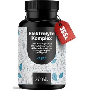Elektrolytencomplex, 365 capsules, met chloride, kalium, calcium, magnesium en natrium, 920 mg per capsule, veganistisch, geproduceerd in Duitsland, jaarvoorraad