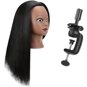Hoofdpop Mannequin Hoofd met Echt Haar for Cosmetologie 16 Inch Zwart Poppenhoofd for Kapsel Professionele Training