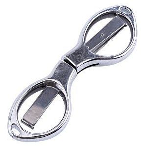 Mini Opvouwbare Roestvrijstalen Knipschaar Met Glassess Schaargat Sleutelhanger Voor Reizen/School/Kantoor/Hobby/Thuis/Kamperen/Handwerk 2,00 WattW, 1,00 VoltV (Zilver)