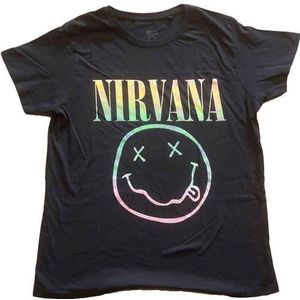 Nirvana T Shirt Sorbet Ray Smile Band Logo nieuw Officieel Vrouwen Boyfriend Fit M