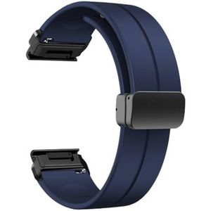 Siliconen Vouwgesp fit for Garmin Forerunner 955 935 745 945 LTE S62 S60/instinct 2 45mm Band Armband Polsband (Color : NavyBlue, Size : 22mm Fenix 7 6 5)