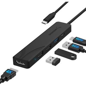 SABRENT USB C adapter, usb C 3.2 Gen1 hub, usb verdeler multiple, usb c docking station met 4K HDMI | 1 USB 3.0 HUB | 2 USB 2.0 HUB | USB-C PD 60W | voor PS5, PC, USB stick, MacBook (HB-TC5P).