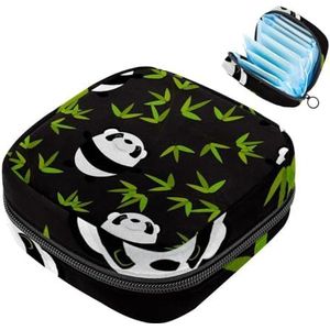 MUOOUM Bamboe Panda Patroon Maandverband Opbergtas Menstruatie Pad Tas Draagbare Menstruatie Cup Pouch met Rits voor Tiener Meisjes Vrouwen Dames