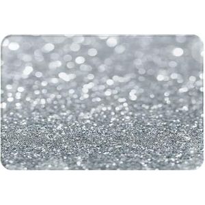 Wit zilver glitter bokeh glam trendy sprankelend, deurmat badmat antislip vloermat zachte badkamertapijten absorberend badkamerkussen 40x60 cm